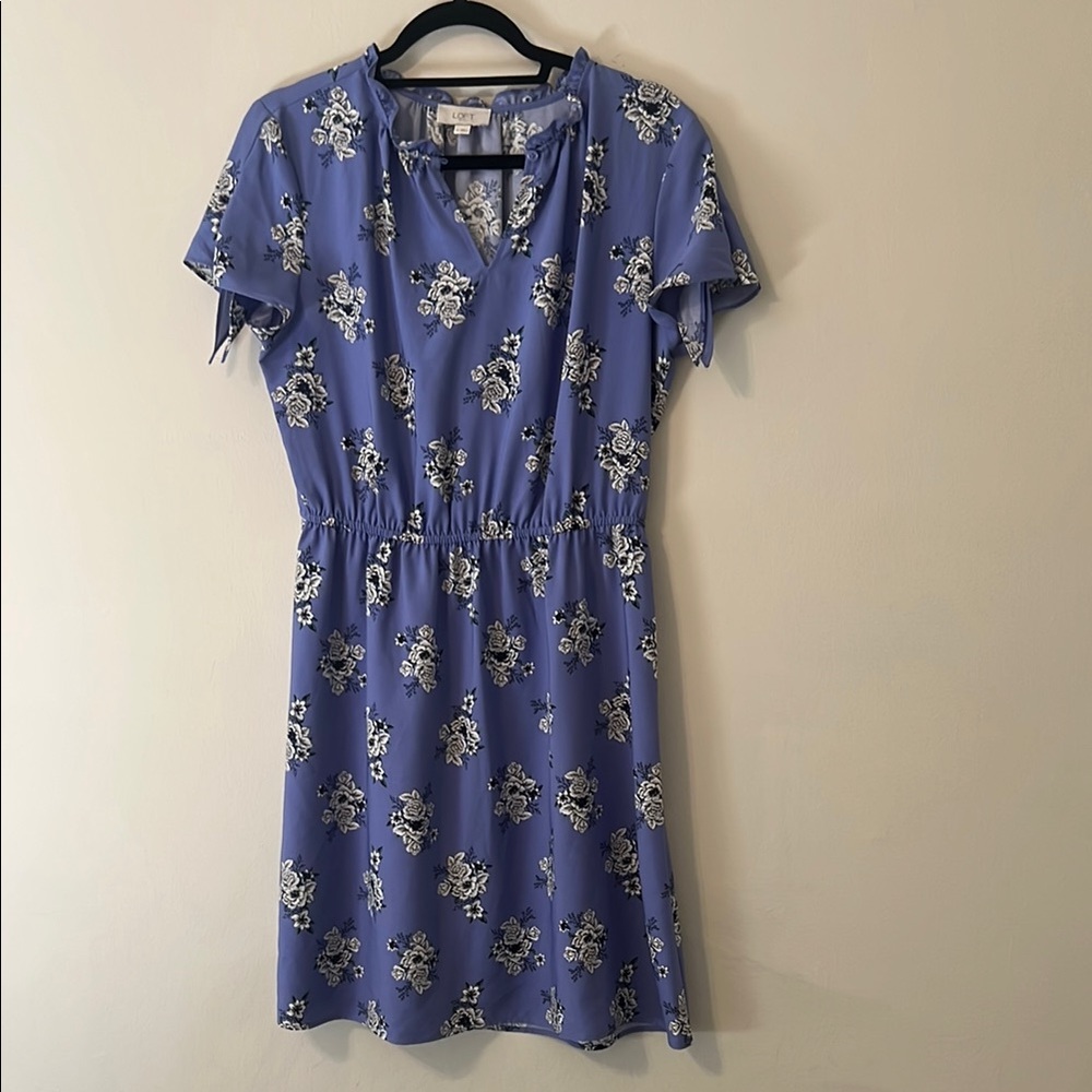 LOFT Blue Flutter Sleeve Sundress